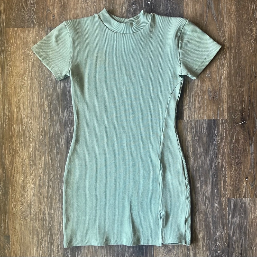 Nasty Gal powder blue/pale turquoise high-collar mini bodycon dress